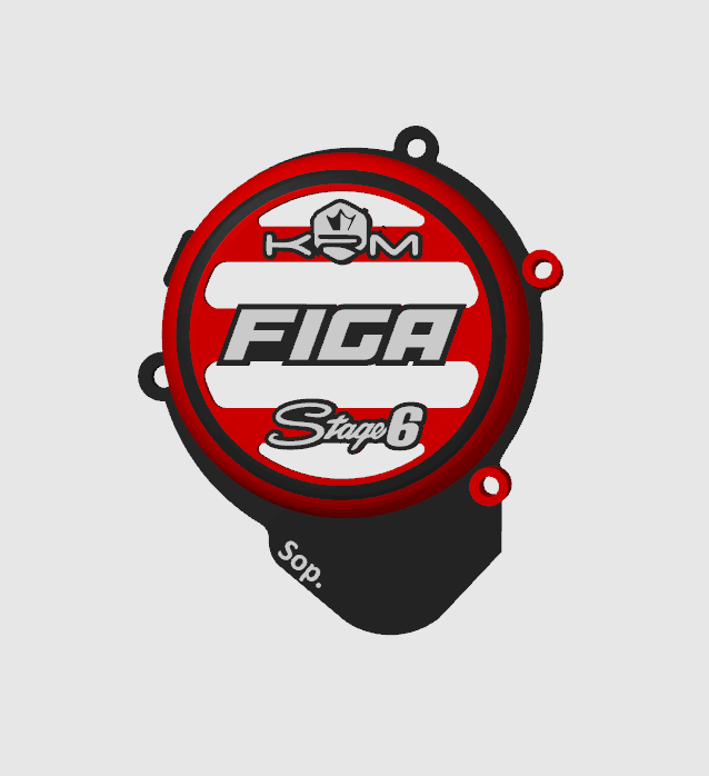 Tapa de rotor personalizada para moto AM6 con diseño Figa Stage 6 en rojo y blanco, accesorio de estilo único y protección.